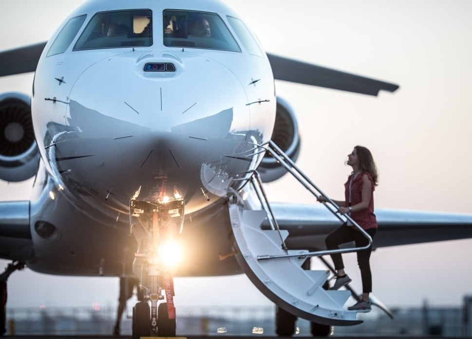 Private Jet Passenger Boards their Aircraft