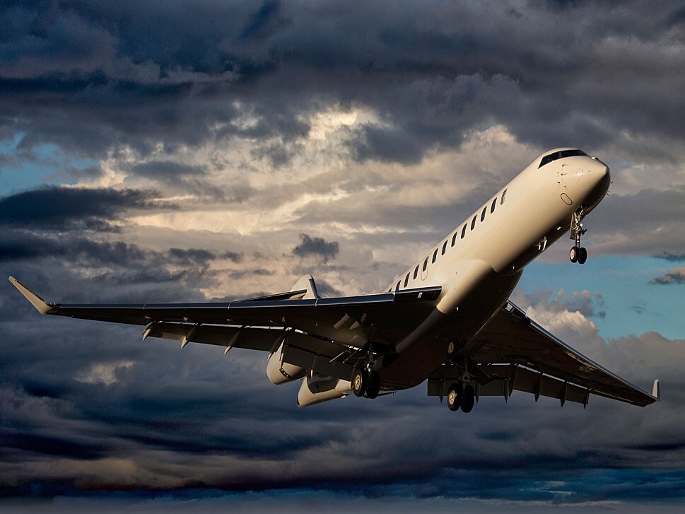 Bombardier Global ultra-long-range jet landing